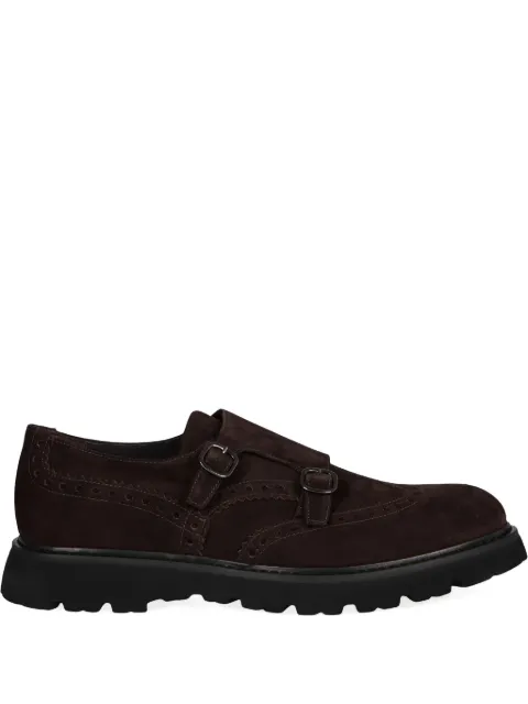 Doucal's suede double-buckle monk shoes Brown DU3226GOTNUF009NM23
