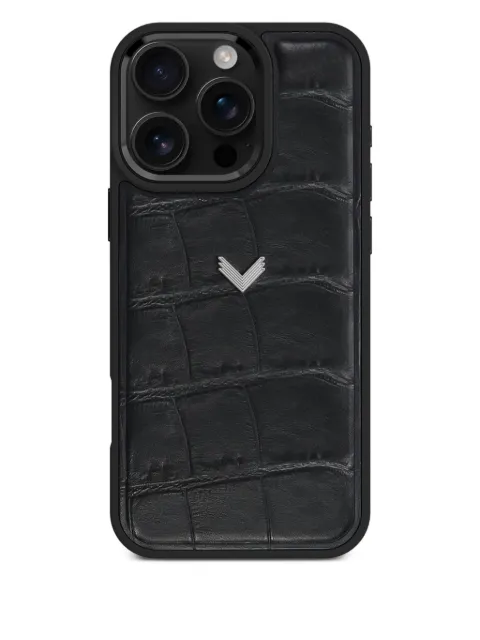 VELANTE crocodile-texture leather iPhone 16 Pro Max phone case Black 01PERCAI16PMGMSBLCKBLACK
