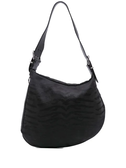Fendi Pre-Owned 2000-2010 Zebra Print Canvas Oyster hobo bag Black QI7HXYOH561QJLGM