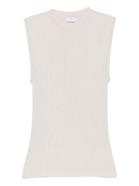 Peserico crew-neck ribbed knitted top Neutrals A98191F1809287