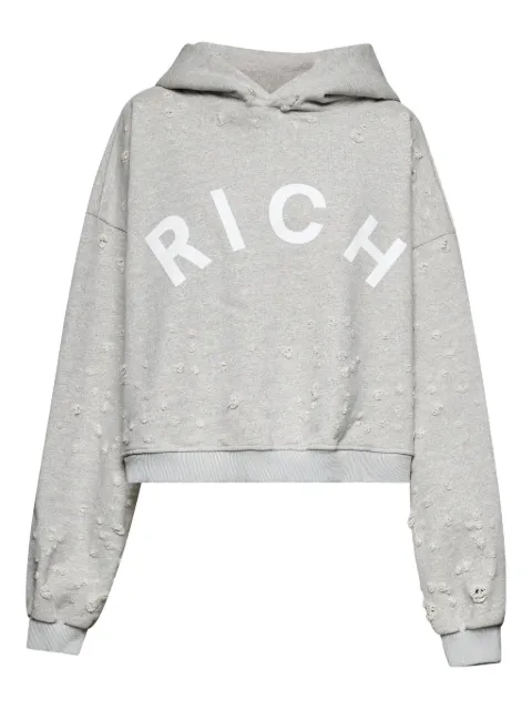 John Richmond logo-detail distressed hoodie Grey RWA25284FE
