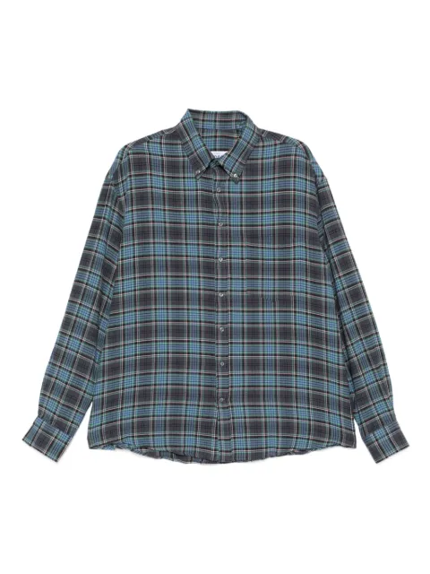 LC23 plaid-check button-up shirt Blue S307