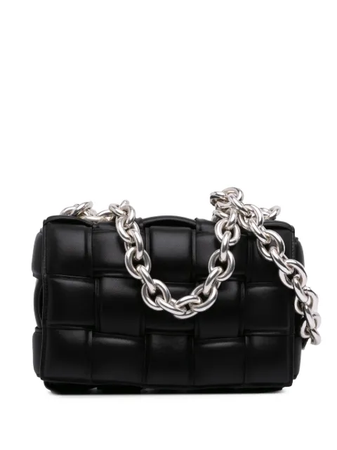 Bottega Veneta Pre-Owned 2012-2025 Nappa Intrecciato Padded Chain Cassette satchel Black TA1PPYHRHV7X0YAO