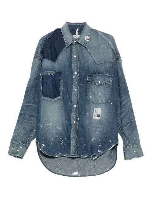 Maison MIHARA YASUHIRO paint-splatter patchwork denim shirt Blue J15SH125