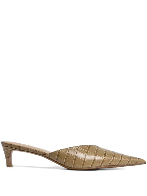 12 STOREEZ 40mm crocodile-embossed pointed-toe mules Neutrals 130438