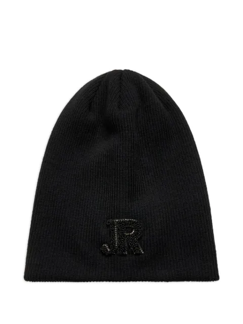 John Richmond beaded-logo beanie hat Black RMA25077HA