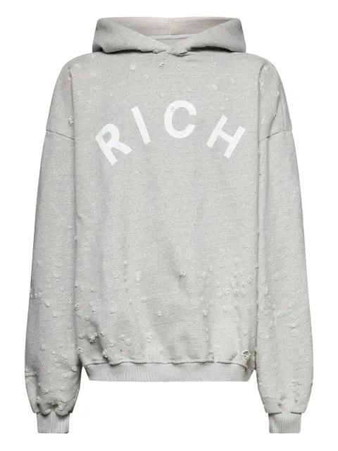 John Richmond distressed logo hoodie Grey RMA25239FE