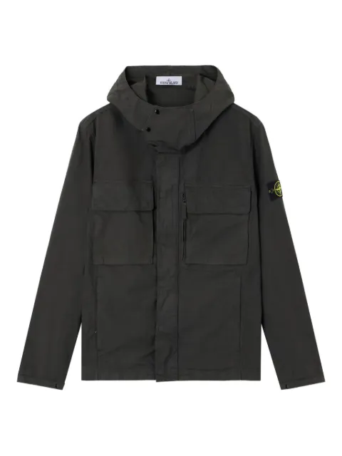 Stone Island hooded patch-pocket jacket Black K2S15Q100012S0240