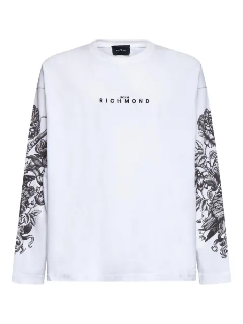 John Richmond floral-print long-sleeve T-shirt White RMA25029TS