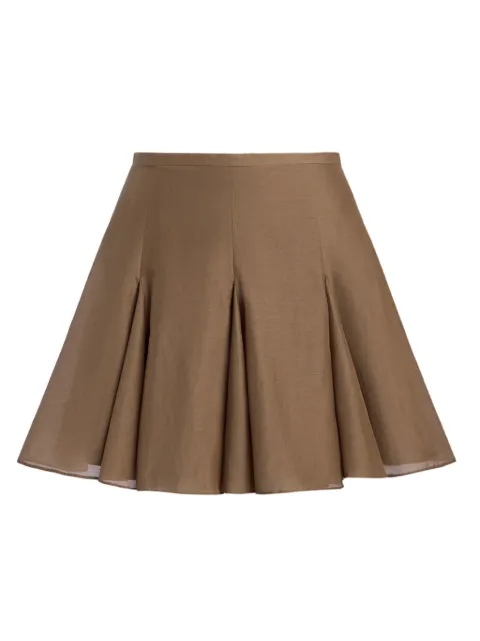 12 STOREEZ cotton-silk blend mini A-line skirt Brown 132041