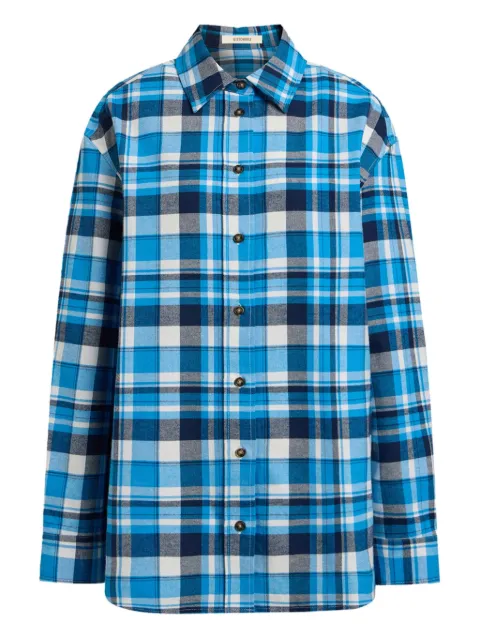 12 STOREEZ checked flannel shirt Blue 129367