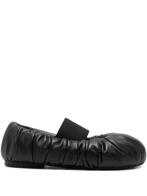 ALAINPAUL elasticated-band gathered leather ballet flats Black S4WSHOE04