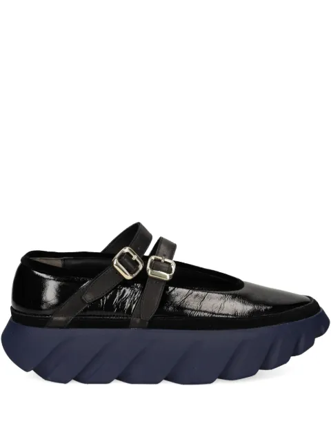 4CCCCEES double-buckle leather flat pumps Black 4CS470014