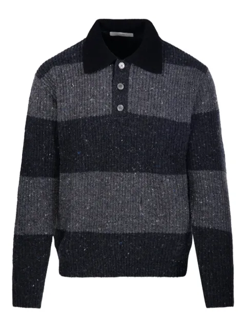 DUNST striped knitted polo shirt Black UDSW5C114G2
