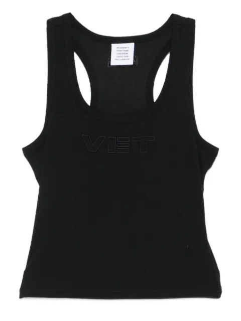 VETEMENTS logo-embroidered tank top Black WH76TT200B