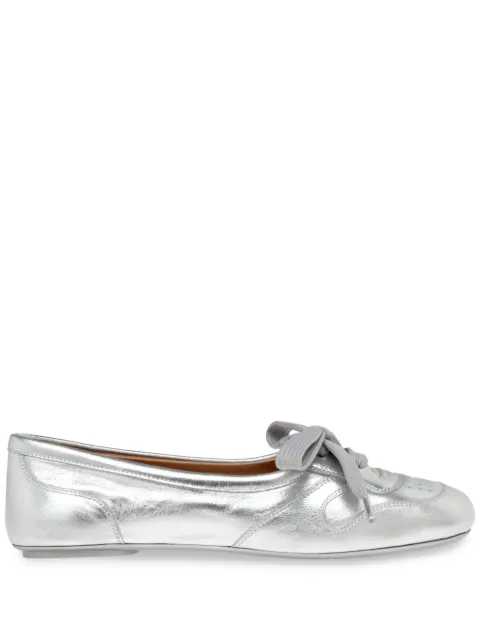 Gianvito Rossi Vault lace-up perforated ballet flats Silver G2532105GOMNPS