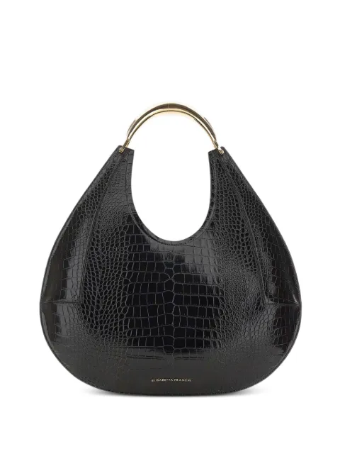Elisabetta Franchi large crocodile-embossed jewel-handle tote bag Black BS27A56E2110