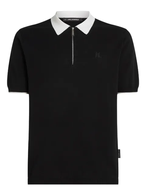 Karl Lagerfeld contrast-collar half-zip polo shirt Black B1M18017999
