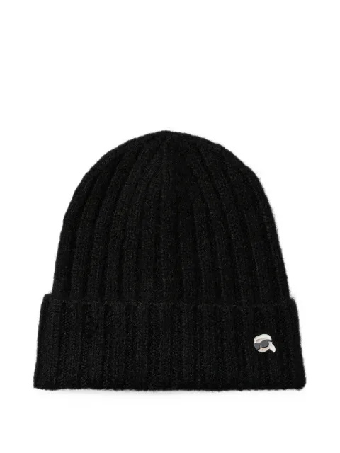 Karl Lagerfeld Ikon pin beanie hat Black A3M33155999