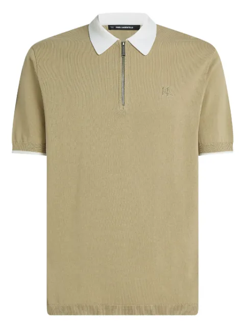 Karl Lagerfeld contrast-collar half-zip polo shirt Neutrals B1M180171DX