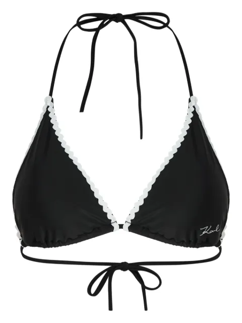 Karl Lagerfeld scallop-trim bikini top Black B1W46019999
