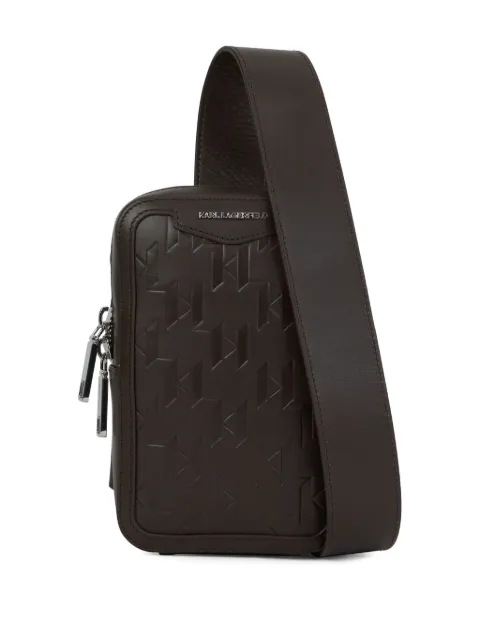 Karl Lagerfeld small K/Loom embossed-leather messenger bag Brown A3M301792FI