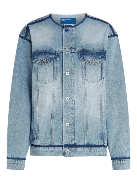 Karl Lagerfeld Jeans collarless denim jacket Blue B1W140281CP