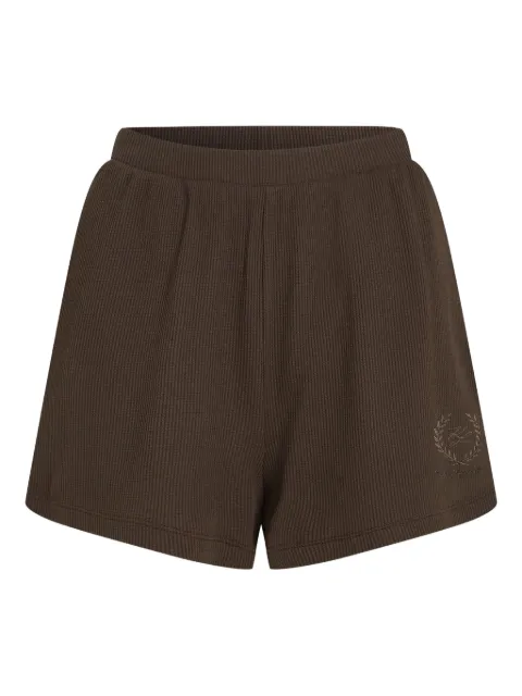 Karl Lagerfeld waffle logo embroidered shorts Brown B1W440082EP