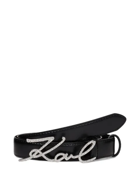 Karl Lagerfeld K/Signature logo-lettering belt Black B1W33101999
