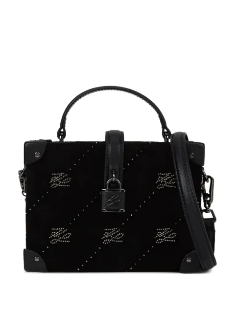 Karl Lagerfeld K/Autograph padlock rhinestone trunk bag Black B1W301031RC