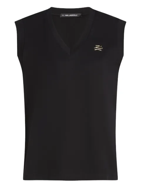 Karl Lagerfeld V-neck logo tank top Black B1W17012999