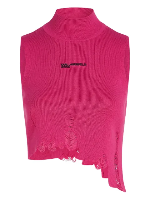 Karl Lagerfeld Jeans distressed mock-neck top Pink B1W18025521
