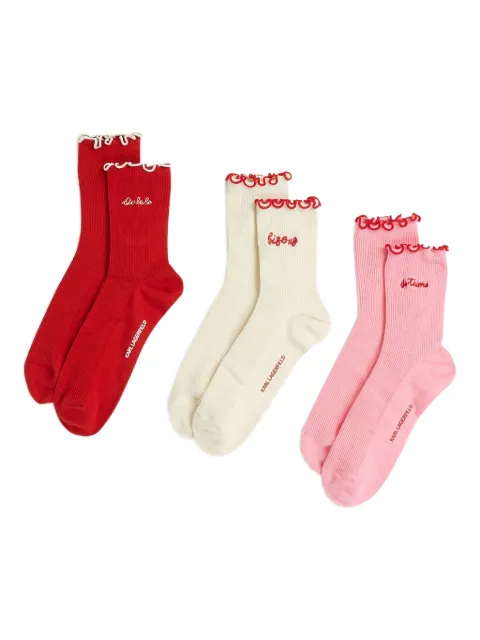 Karl Lagerfeld love-note socks (pack of three) Neutrals B1W470392FU