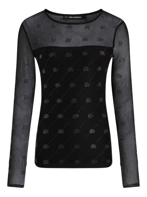 Karl Lagerfeld Autograph-rhinestone mesh top Black B1W17024999