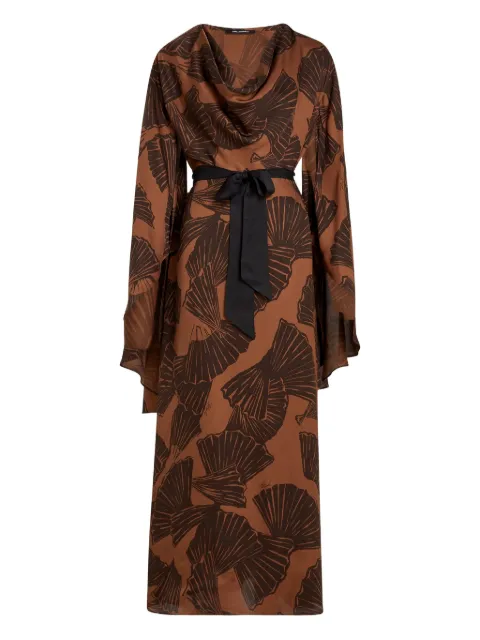 Karl Lagerfeld maxi fan-print kaftan dress Brown B1W130221HW