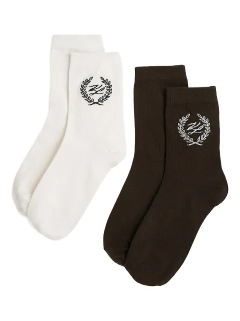 Karl Lagerfeld crest-embroidered socks (pack of two) White B1W470342MN