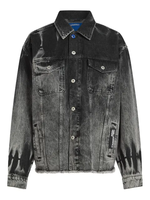 Karl Lagerfeld Jeans bleached fringed denim jacket Grey B1W140291MW