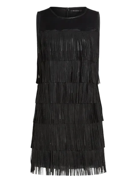 Karl Lagerfeld mini fringe leather dress Black B1W13056999