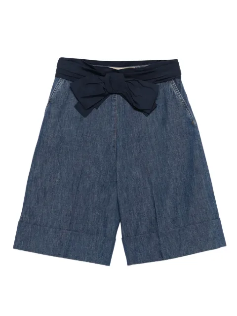 Valentino Garavani bow-embellished denim shorts Blue BDD20P7MR