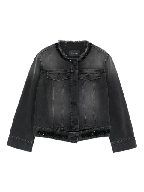 Simone Rocha distressed beaded jacket Black 6135TB1239DDISTRESSEDDENIMDISTRESSEDBLACKJET