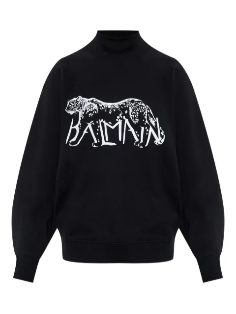 Balmain graphic-print turtleneck sweater Black FF0JQ050GF22