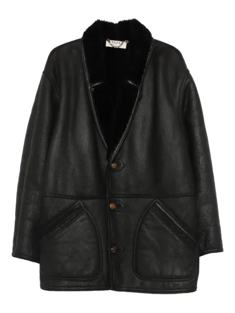 A.N.G.E.L.O. Vintage Cult 1980s shearling-trim leather coat Black AN700BD