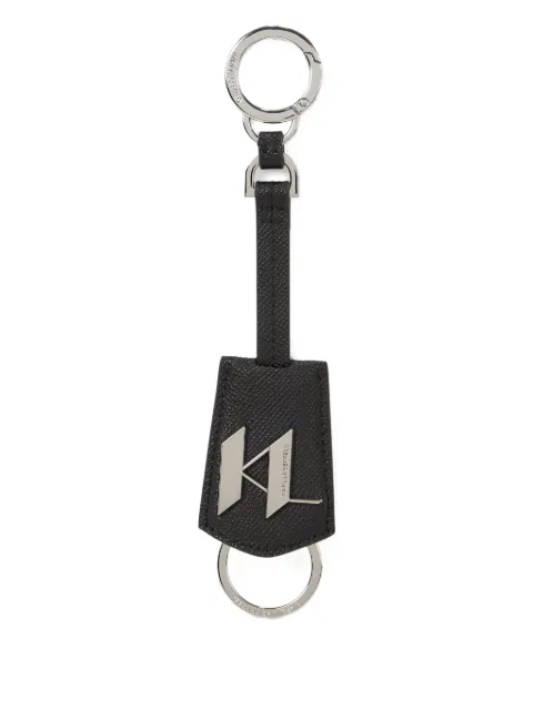 Karl Lagerfeld logo-plaque leather keychain Black A4M33072999
