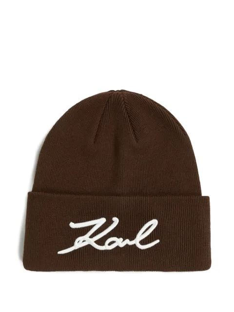 Karl Lagerfeld Signature beanie hat Brown B1W33016141