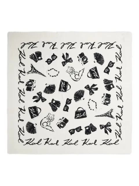 Karl Lagerfeld Signature graphic-print scarf White B1W33086101