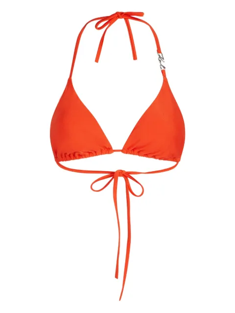 Karl Lagerfeld logo-plaque bikini top Orange A3W46009518