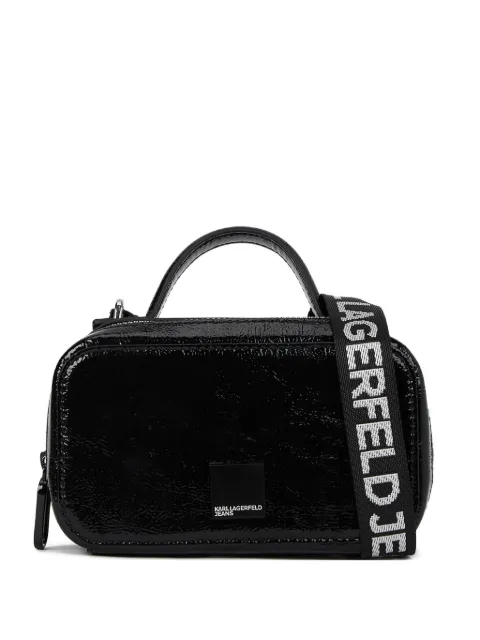 Karl Lagerfeld Jeans mini logo-detail glossy tote bag Black B1W30141999