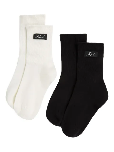 Karl Lagerfeld Signature-logo socks (pack of two) White B1W470361UG
