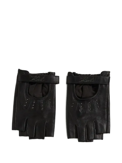 Karl Lagerfeld Signature fingerless embellished gloves Black B1W330371RC