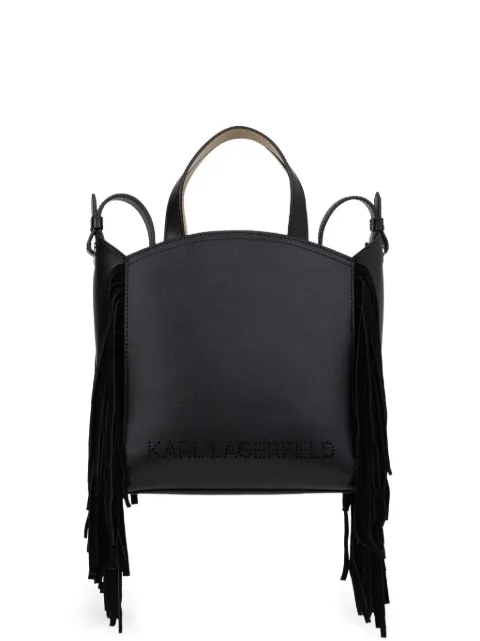 Karl Lagerfeld smal K/Circle fringed tote bag Black B1W302641AV